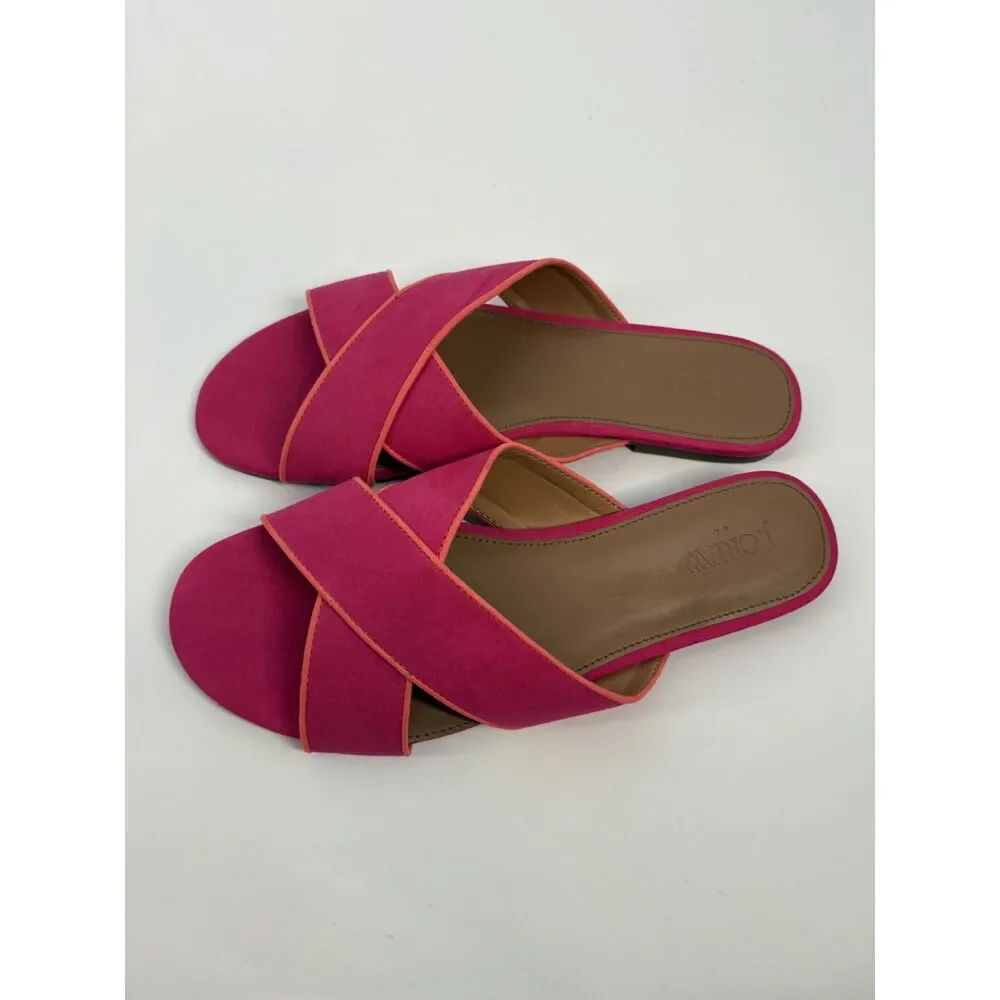 J.Crew Pink Suede Slide Sandals | Crisscross Strap Flat Sandals - Picture 5 of 8